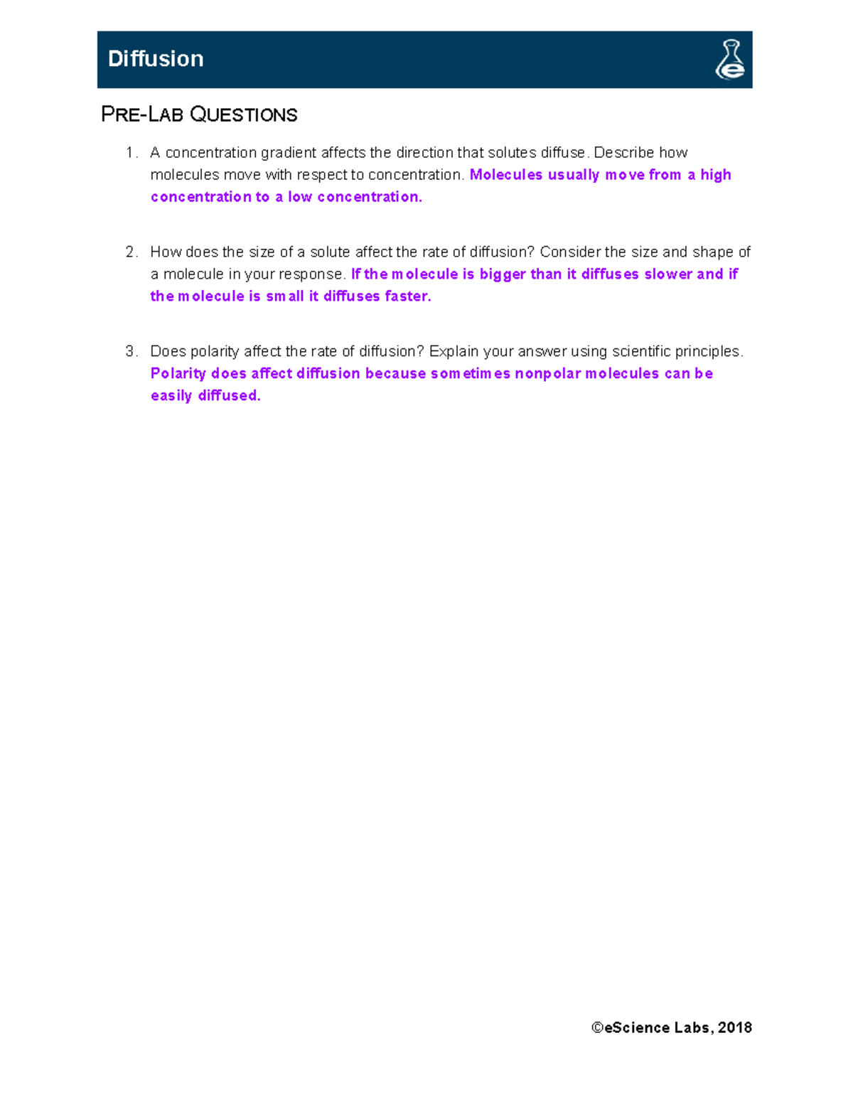 IB 1108 L06 Diffusion - Science Lab Work - PRE-LAB QUESTIONS 1. A ...