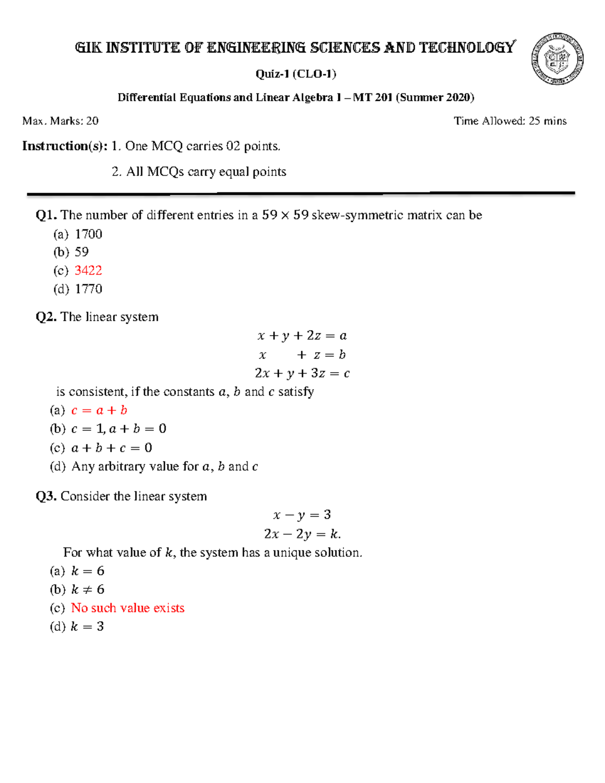 Quiz 1, Answers With Questions - Warning: TT: Undefined Function: 32 ...