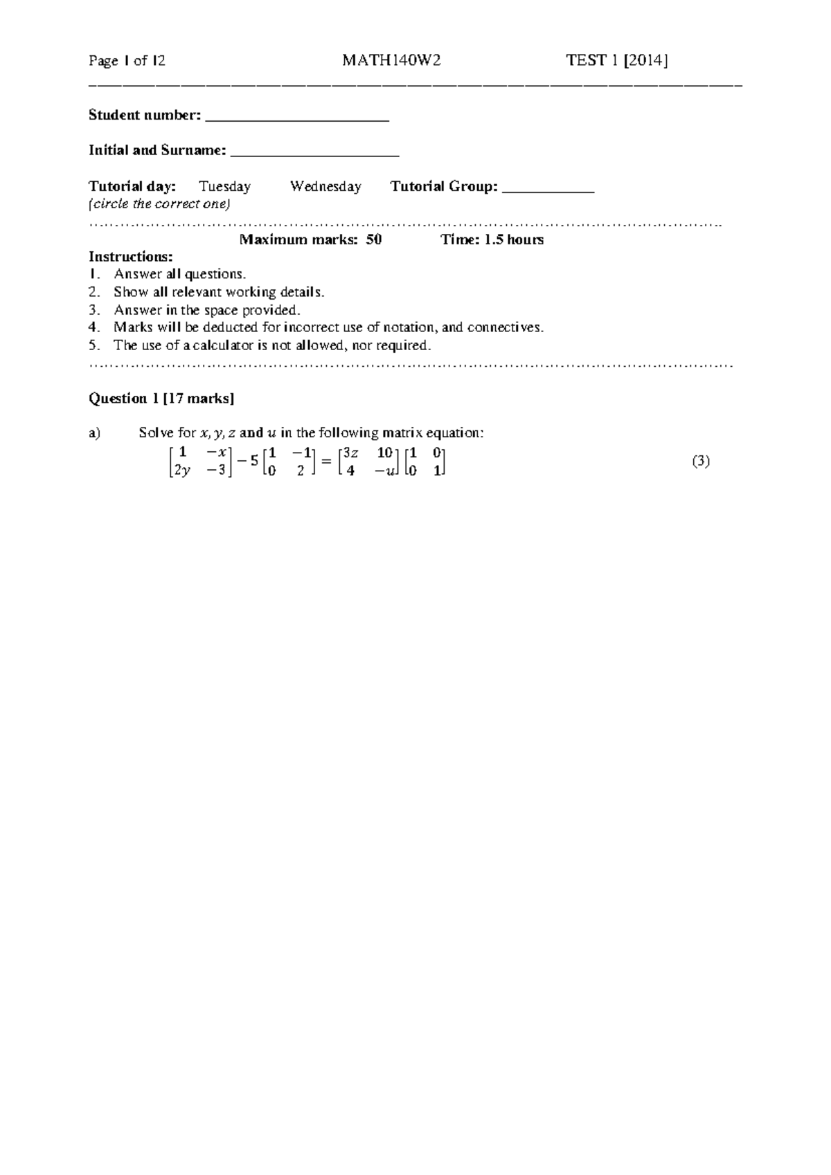 Test 1 2014 - math130 - - Studocu