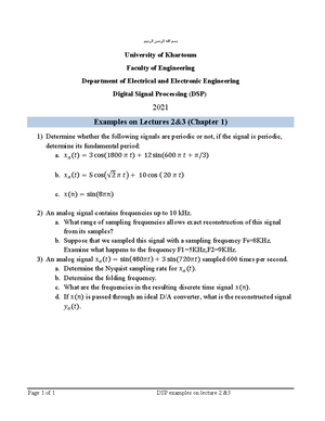 Tutorial 2 - Chapter 2 - DSP - Page 1 of 2 Faculty of Engineering ...