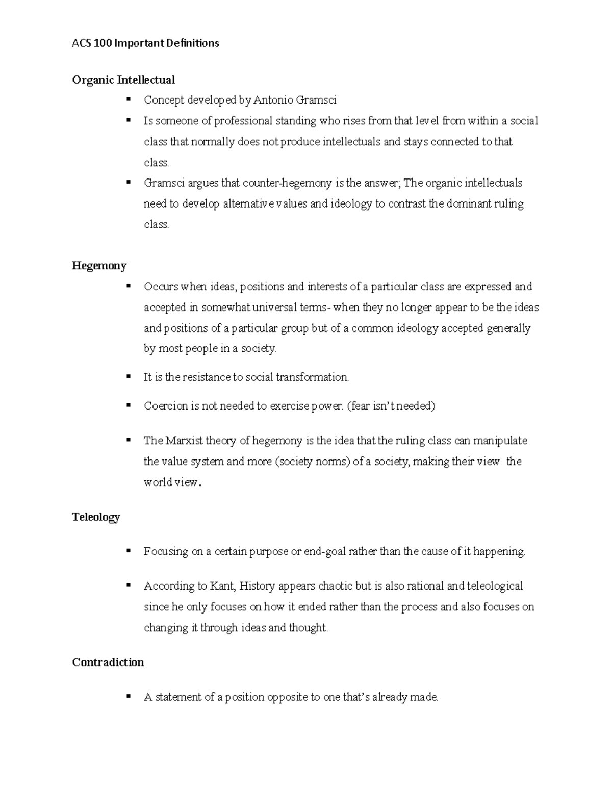 Acs 100 - Important Course Definitions - Organic Intellectual Concept ...