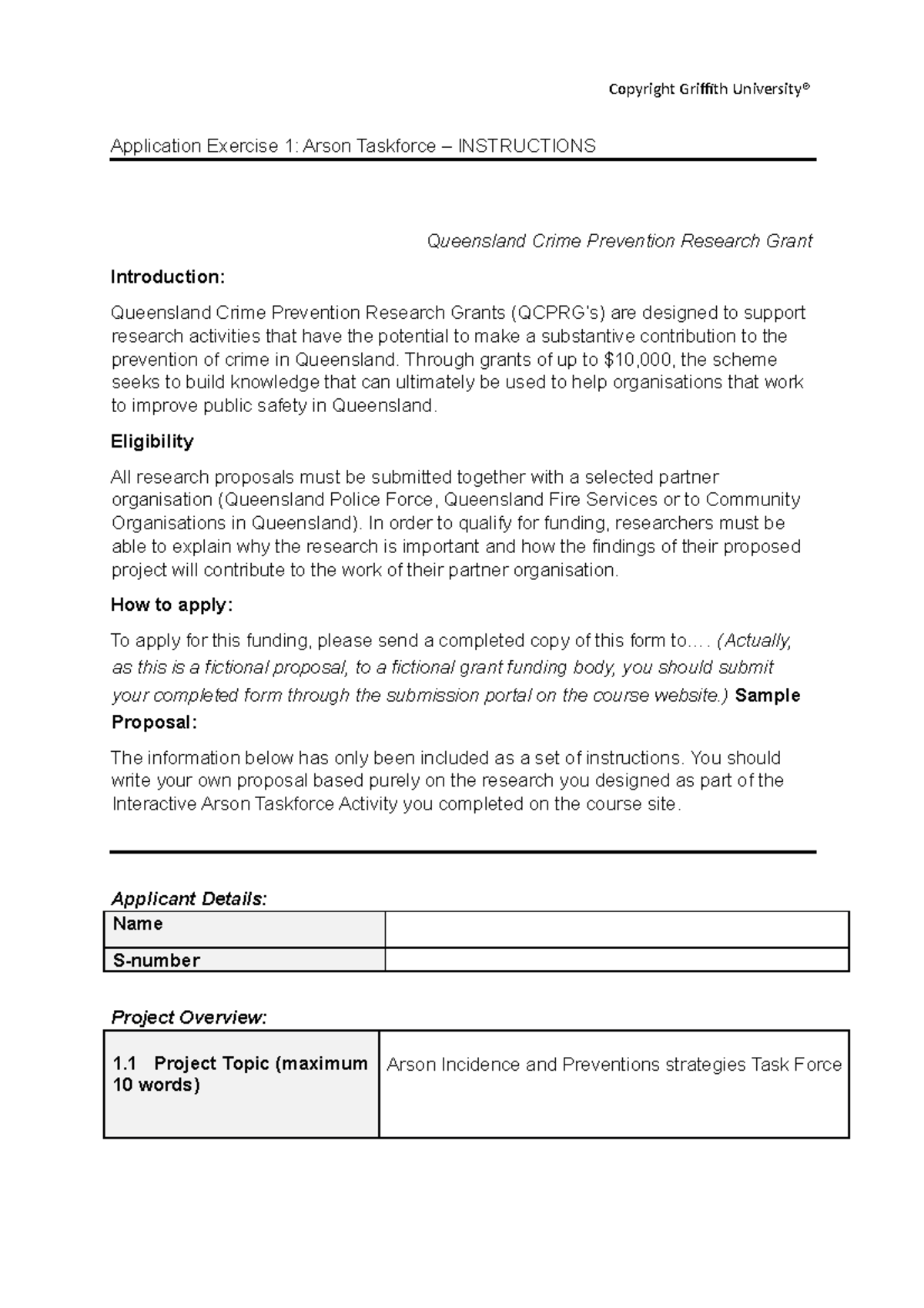 Application exercise 1 - Copyright Griffith University® Application ...