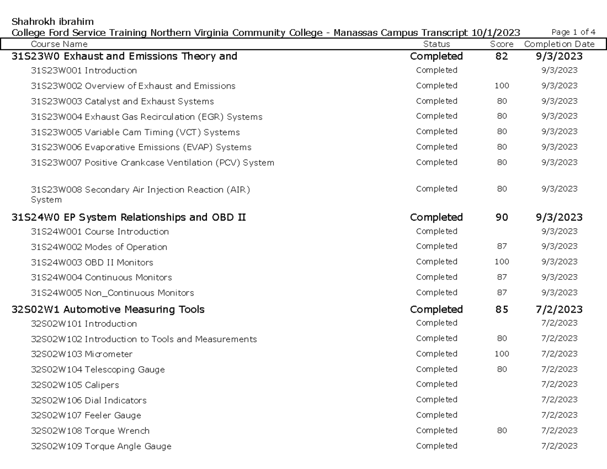College Ford Service Training Northern Virginia Community College
