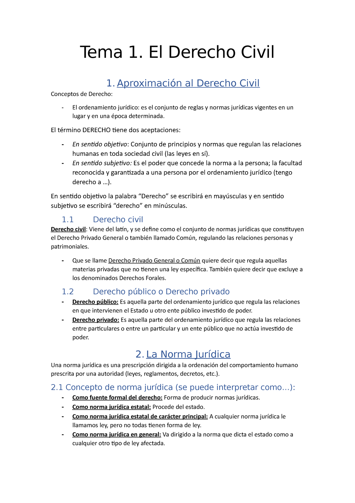 1 Tema 1 Tema 1 Derecho Civil Tema 1 El Derecho Civil 1 Aproximación Al Derecho Civil 9993