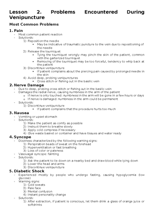 Lesson-1 - Nice - Lesson 1. Venipuncture Procedures Steps in Blood ...