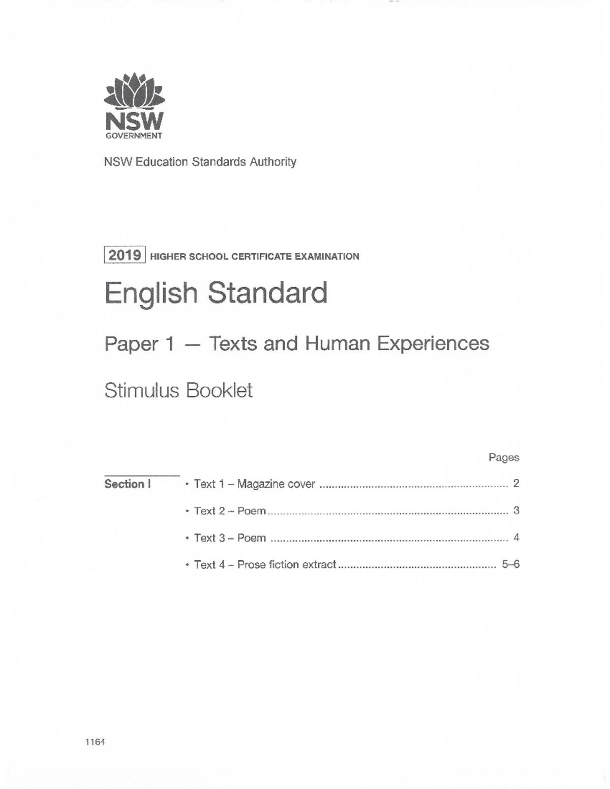 2019 Paper 1 HSC past paper - NSW GOVERNMENT NSW Education Standards ...