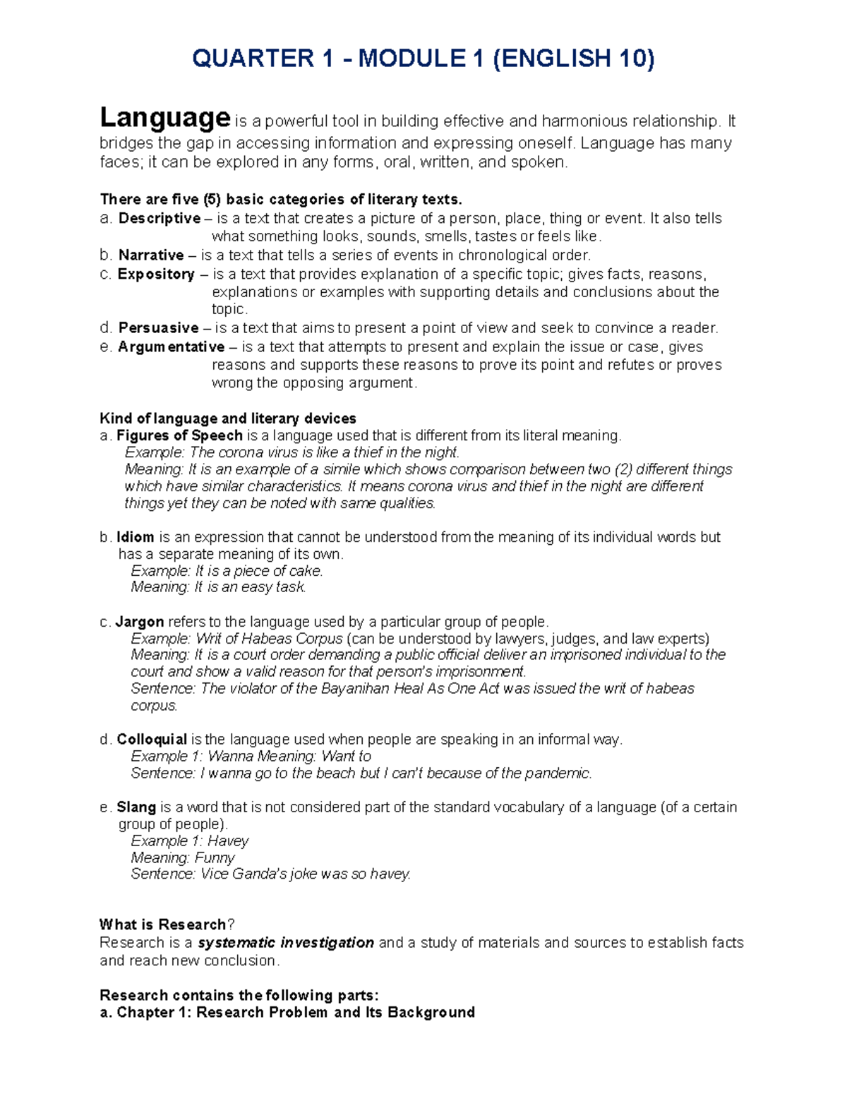 Q2 Module 1 Notes - Formulating a Statement of Opinion or Assertion ...