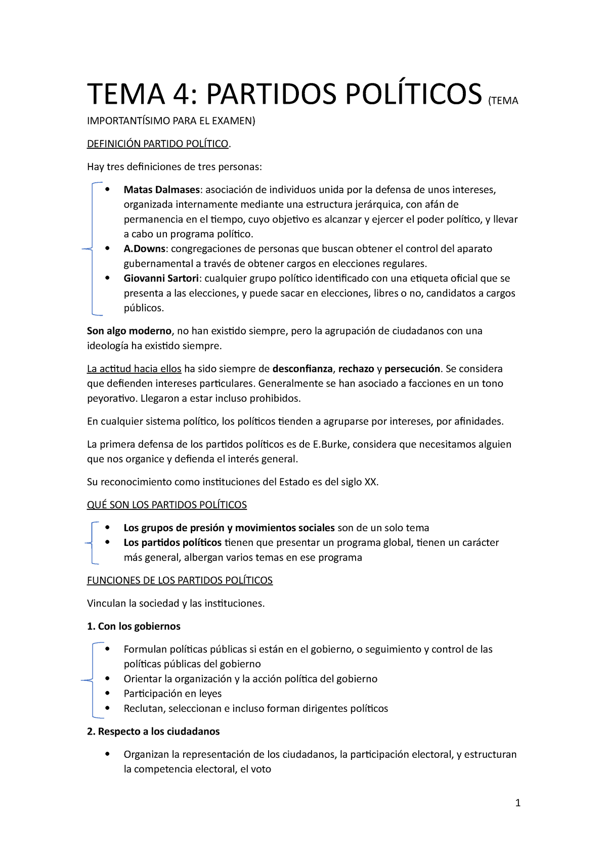 Tema 4 Partidos Políticos Tema 4 Partidos PolÍticos Tema ImportantÍsimo Para El Examen