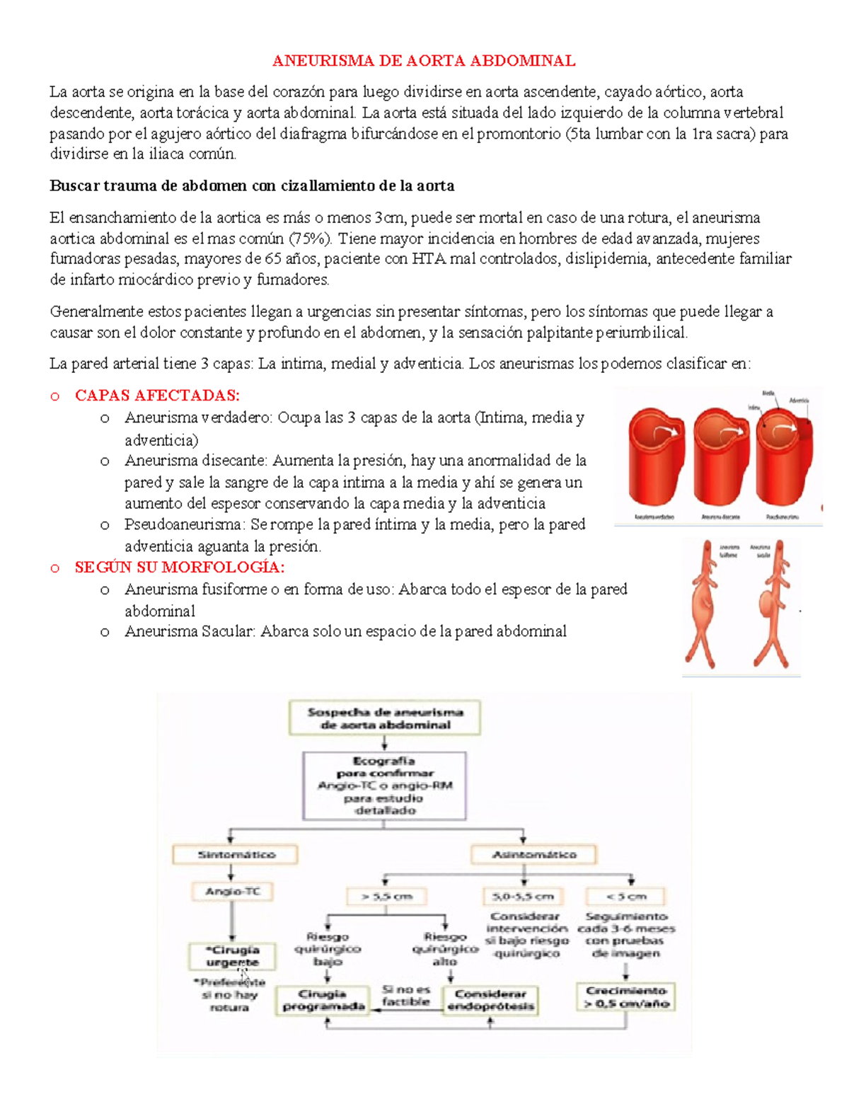 Aneurisma DE Aorta Abdominal - ANEURISMA DE AORTA ABDOMINAL La aorta se ...