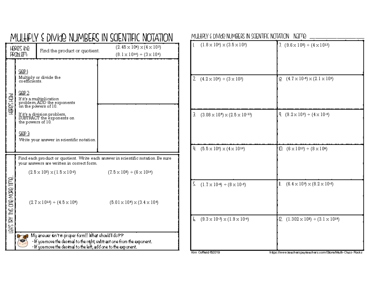 Multiply and Divide Sci Notation - Multiply & Divide NUMBErS IN ...