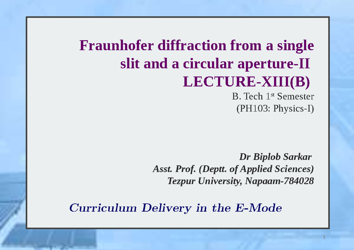 Optics-5 - Lecture notes 5 - Computer Science - Fraunhofer diffraction ...