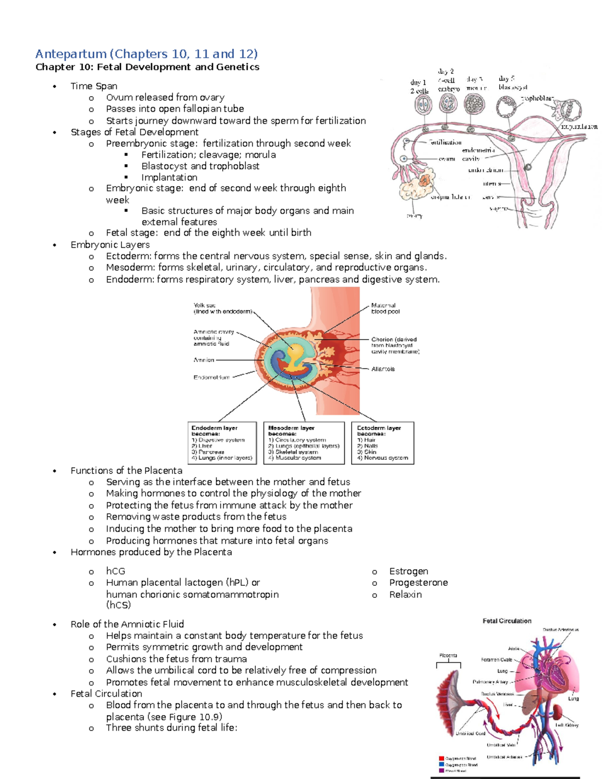 Maternal and Pediatrics Exam #1 - Antepartum (Chapters 10, 11 and 12 ...