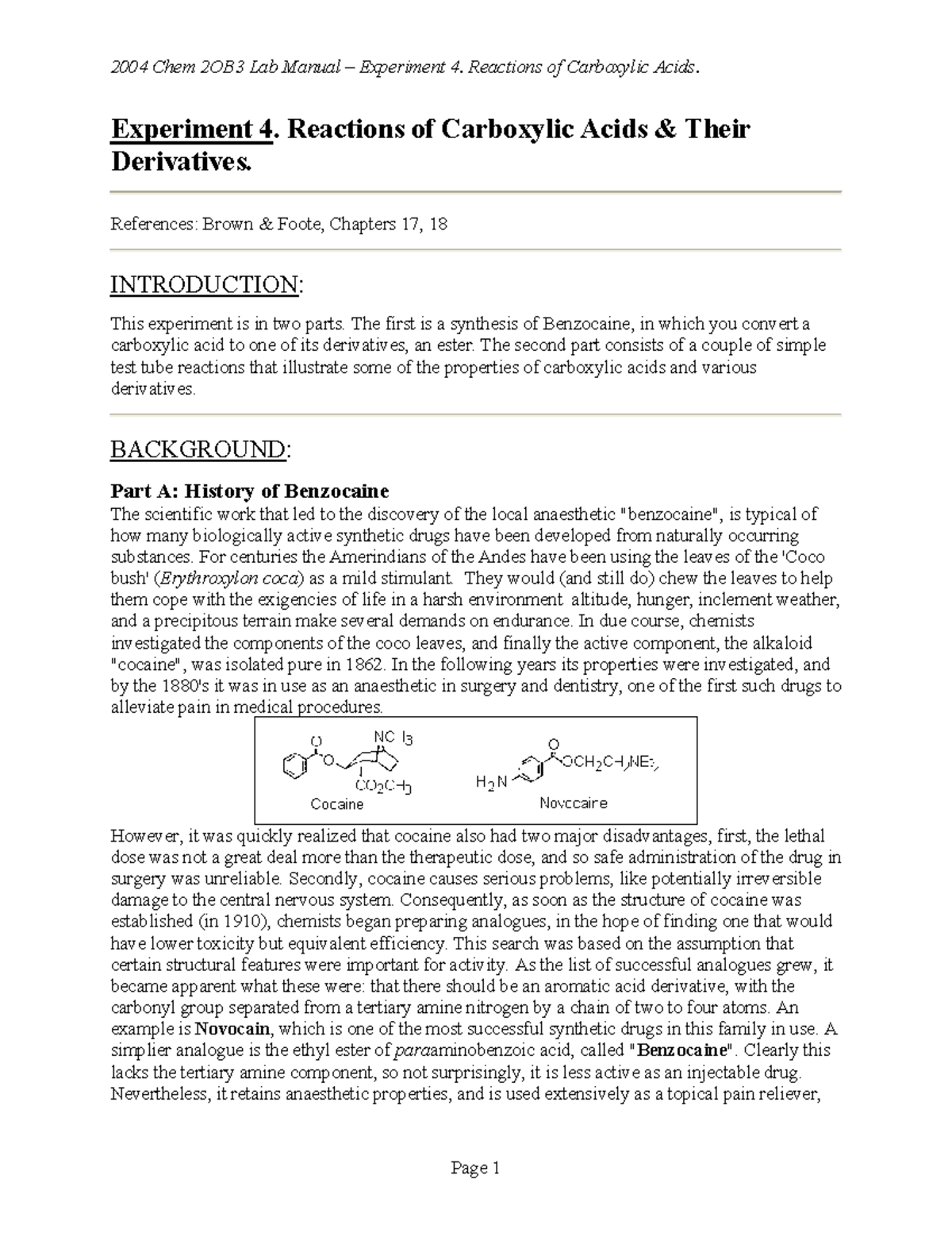 2004 exp4 lab report Experiment 4. Reactions of Carboxylic Acids & Their Derivatives. Studocu