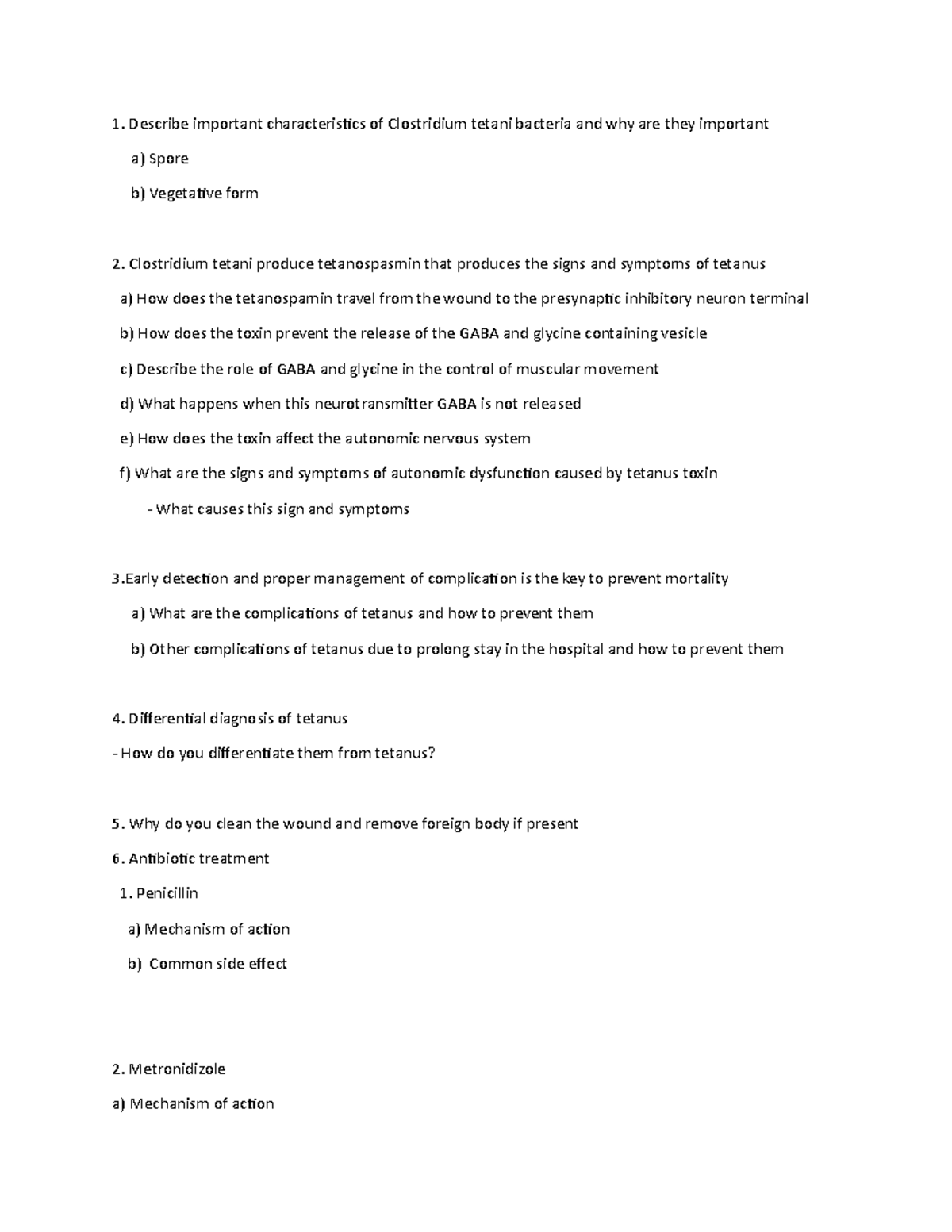 Tetanusexam,mcq,type,question - 1. Describe important characteristics ...