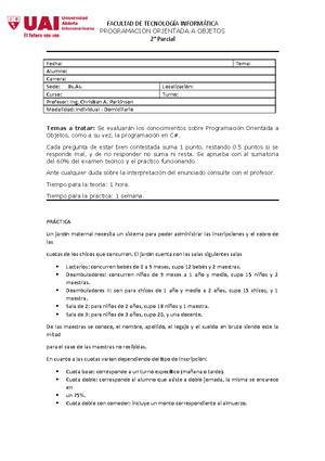 Preparcial 2 - Preparación de examen - Programación Orientada A Objetos ...