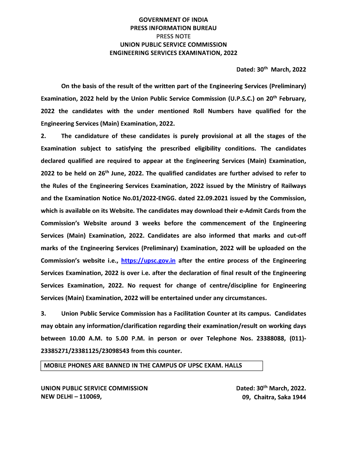 WR ESEP 22 Roll Engl 300322 - GOVERNMENT OF INDIA PRESS INFORMATION ...