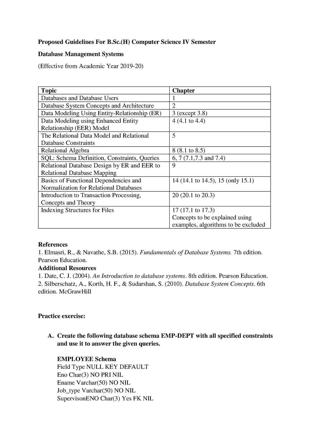 DBMS - Proposed Guidelines For B.(H) Computer Science IV Semester ...