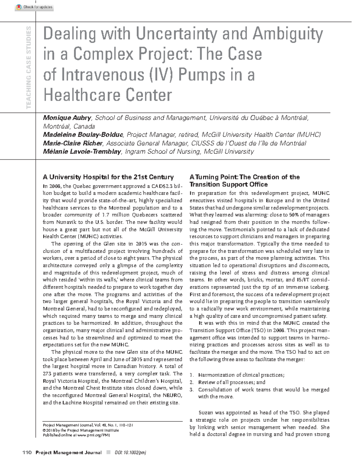 875697281804900108 - awesome - 110 Project Management Journal DOI: 10 ...