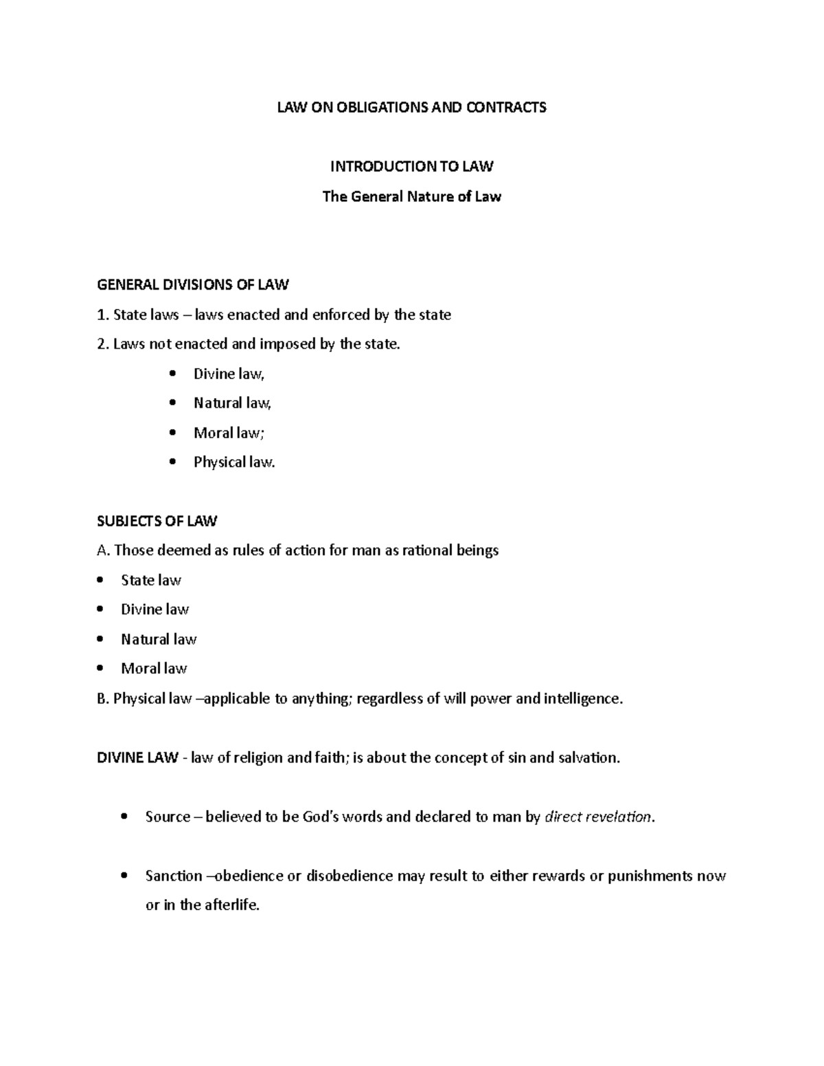 Law On Obligations And Contracts Lecture Notes 1 Law On Obligations And Contracts Introduction Law On Obligations And Contracts Lecture Notes 1 Law On Obligations And Contracts Introduction