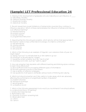 (Sample) LET Professional Education 16 - They are used for comparative ...