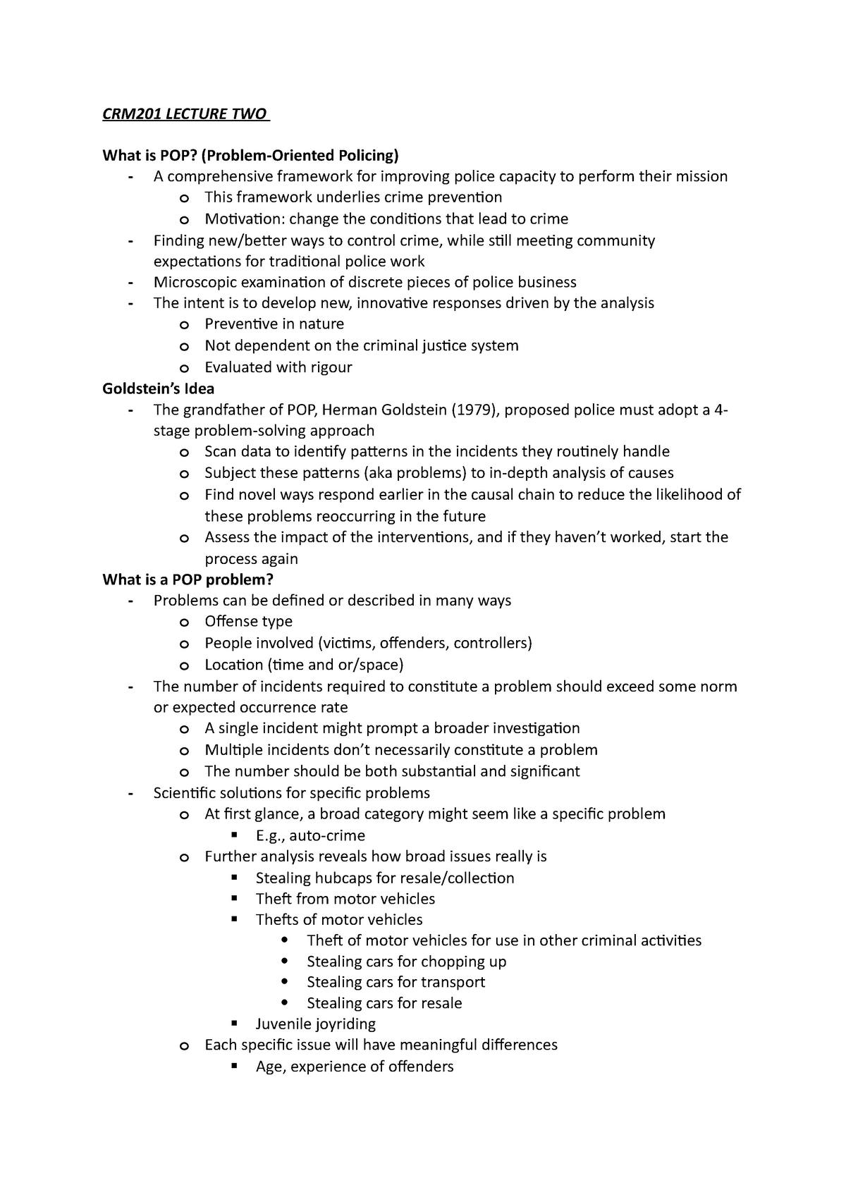 crm201-lecture-two-crm201-lecture-two-what-is-pop-problem-oriented