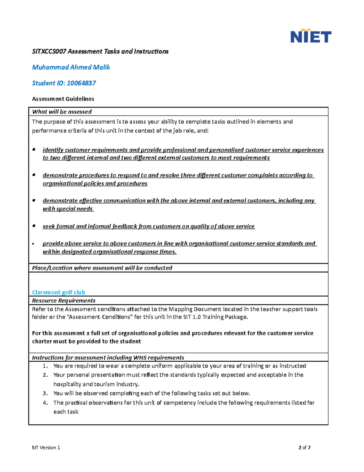 Sitxccs 007 - sffvv vvvvs sss - SITXCCS007 Assessment Tasks and ...