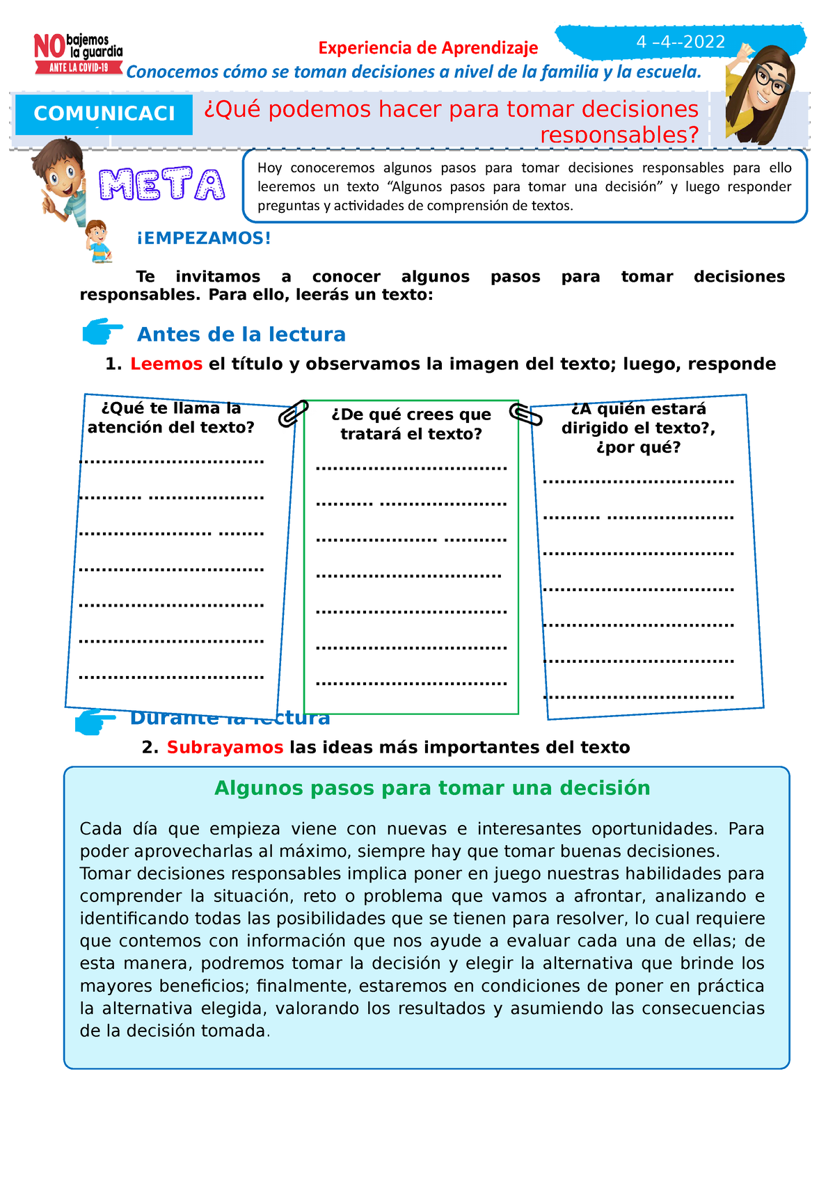 D4 A1 Ficha ¿qué Podemos Hacer Para Tomar Decisiones Responsables ¡empezamos Te Invitamos A 2034