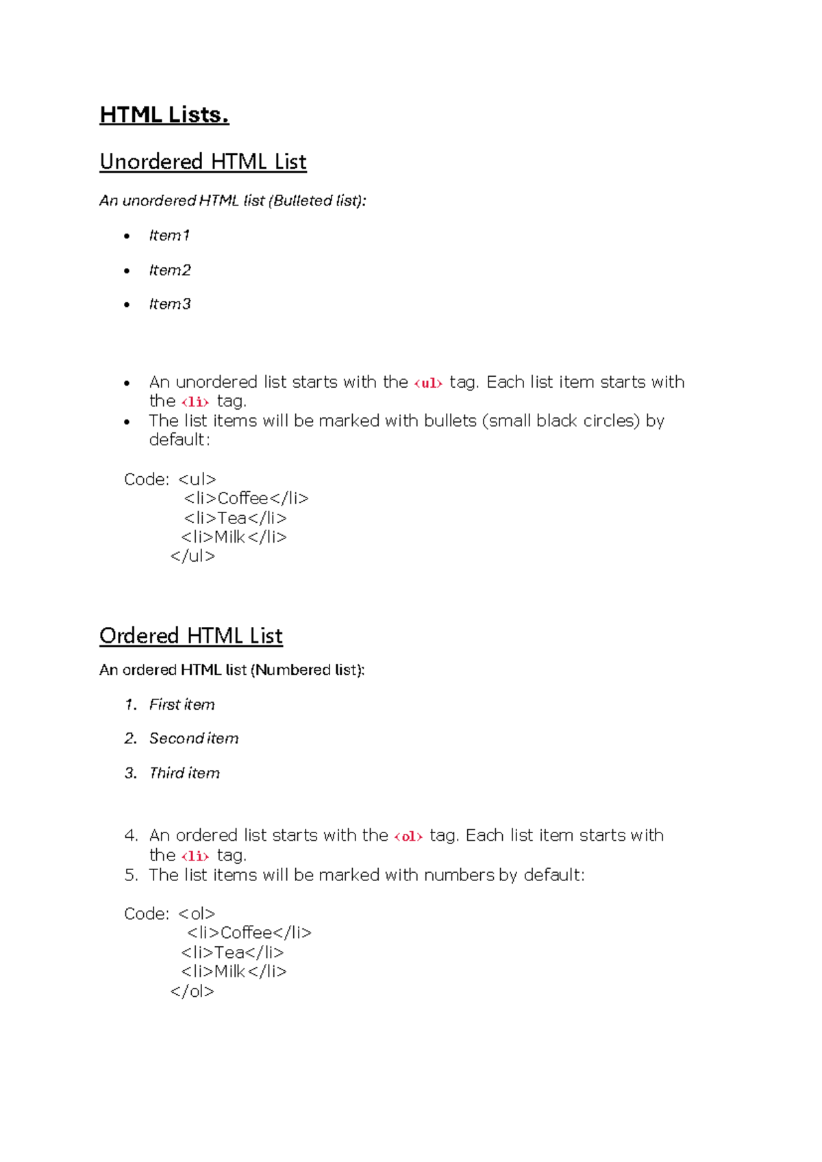 HTML - gyug - HTML Lists. Unordered HTML List An unordered HTML list ...