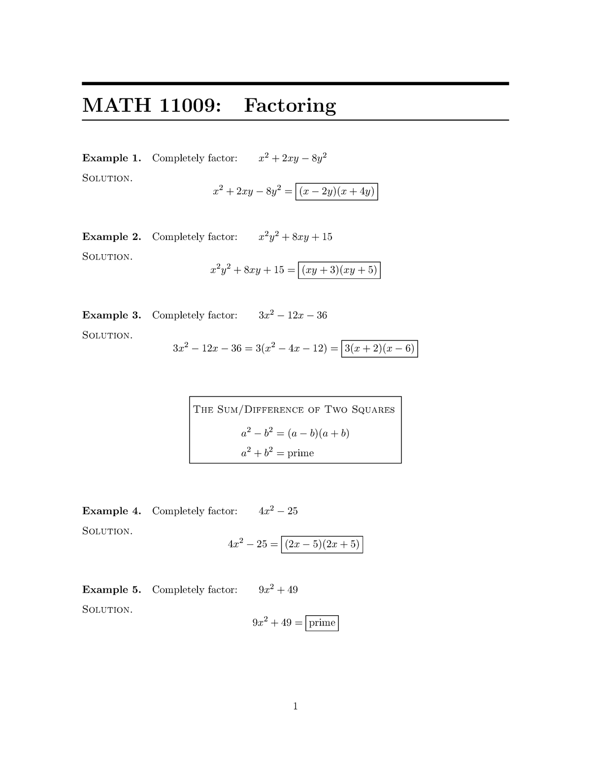 Factoring Math 11009 Modeling Algebra Ksu Studocu