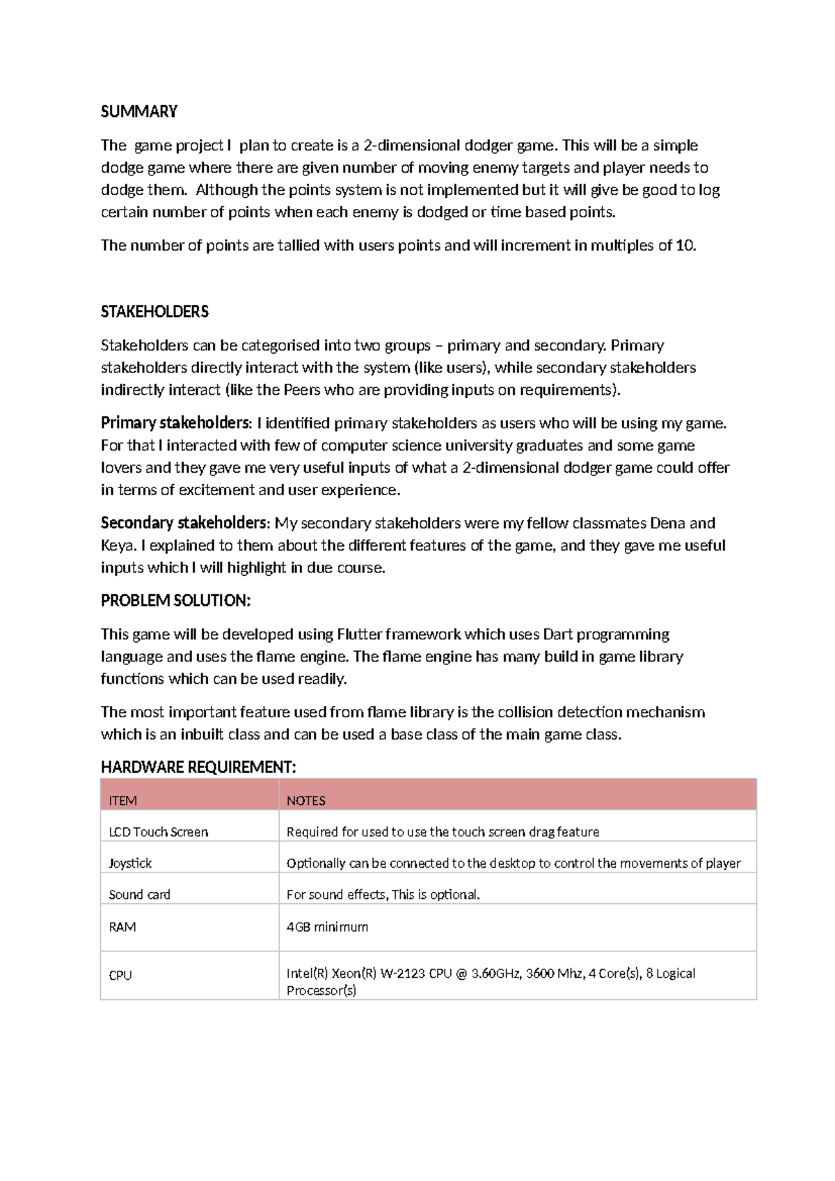 2D Dodger Game Project Overview and Requirements SUMMARY The game