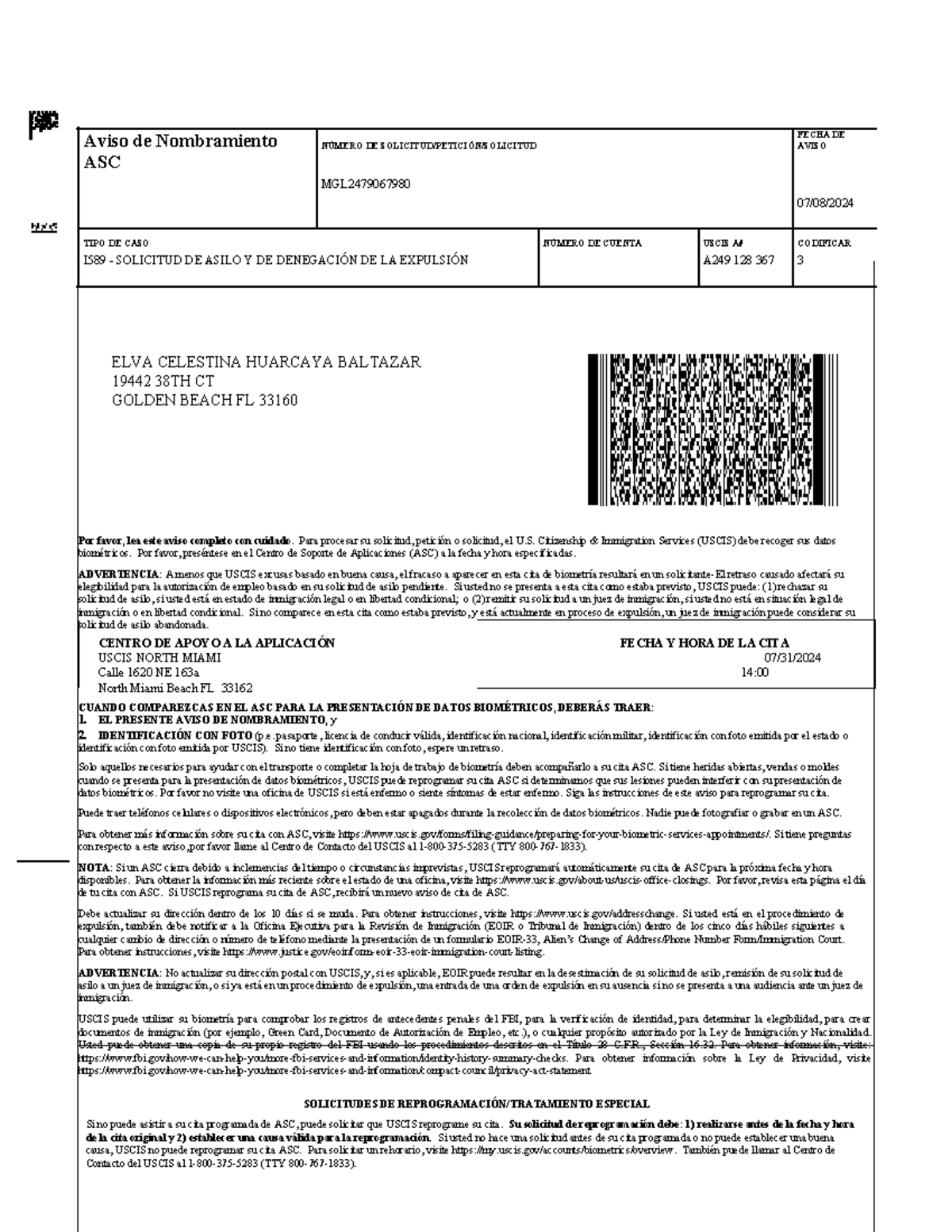 Application Support Center Appointment Notice 2-es - Aviso de ...