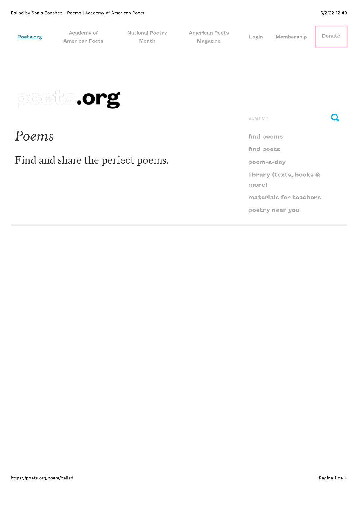 Ballad By Sonia Sanchez - Poems Academy Of American Poets - Poets ...