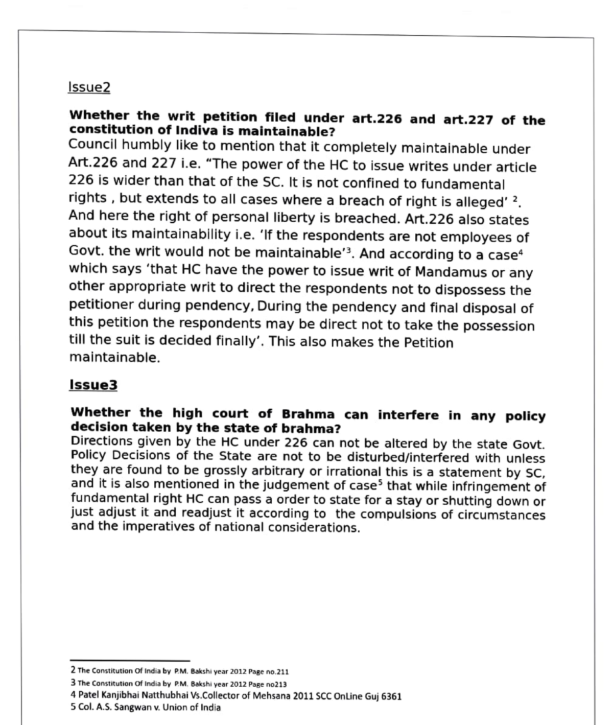 Bhrahma Moot - ####### Issue Whether The Writ Petition Filed Under Art ...