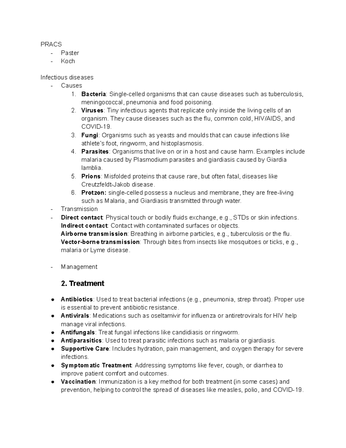MOD 7 Bio Summary - PRACS Paster Koch Infectious diseases Causes ...
