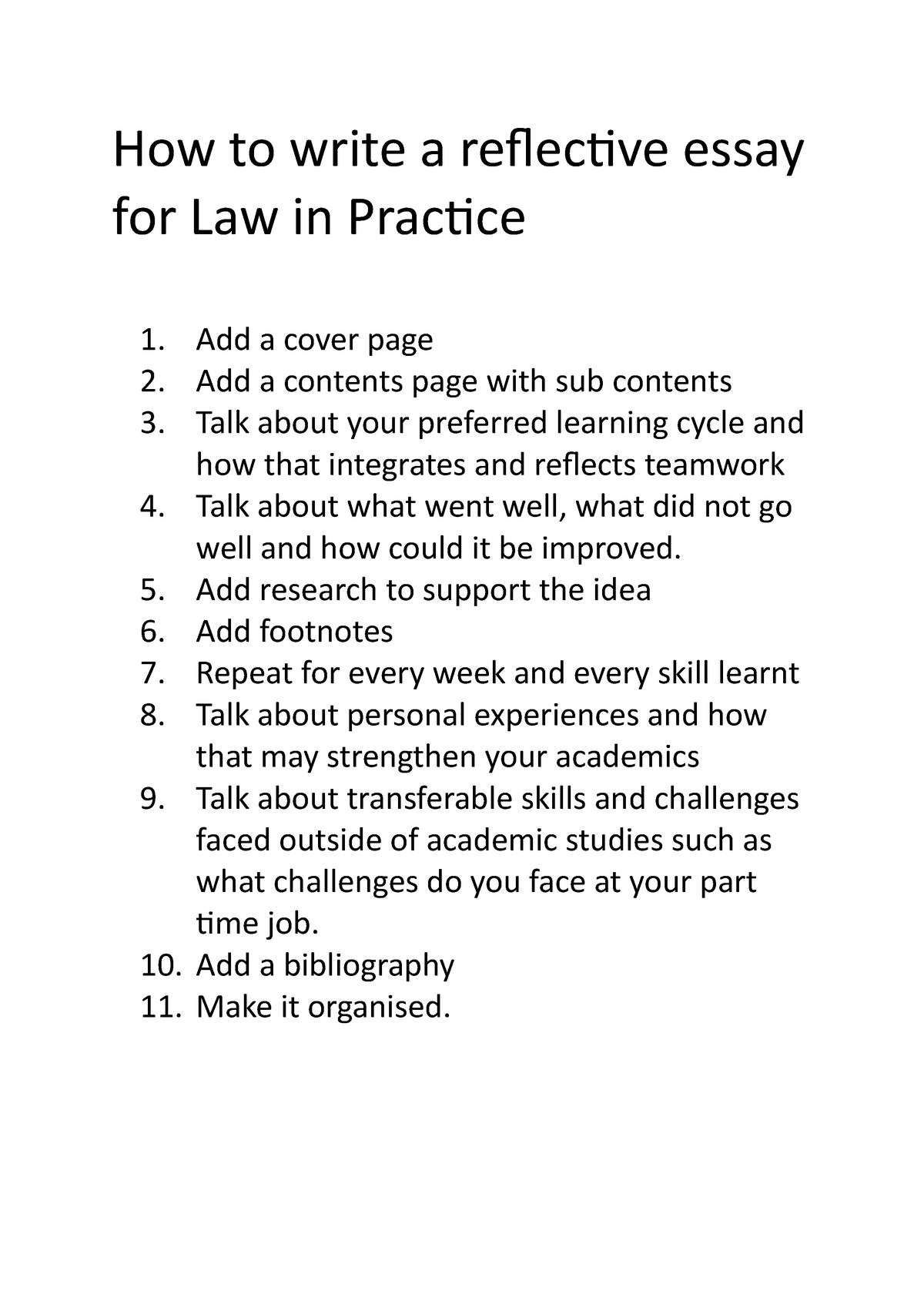 law in practice reflective essay