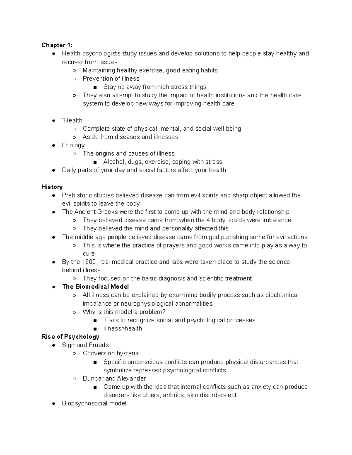 BBH Chapter 1 - Lecture Notes 1-4 - Chapter 1: Health Psychologists ...