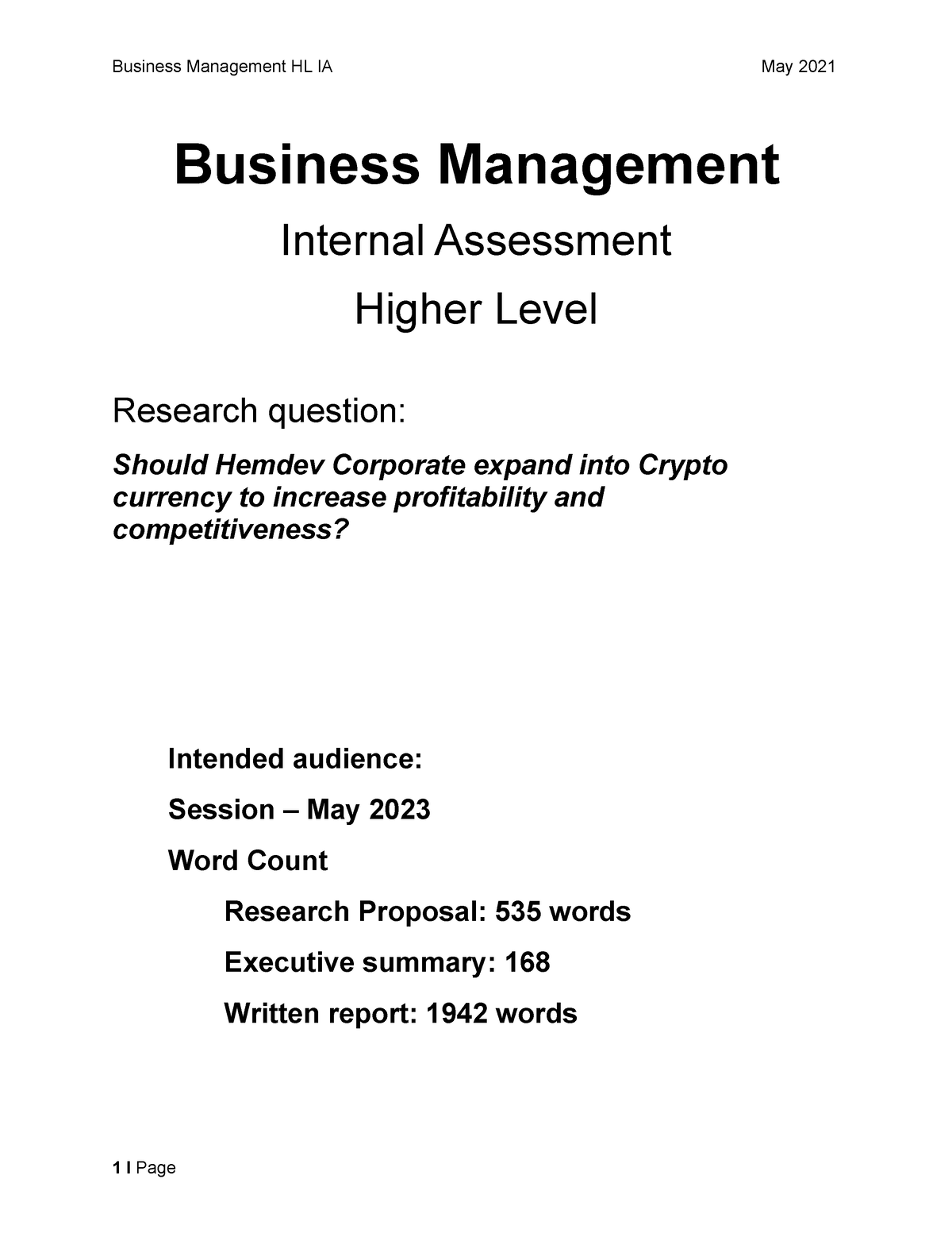 research question business management ia