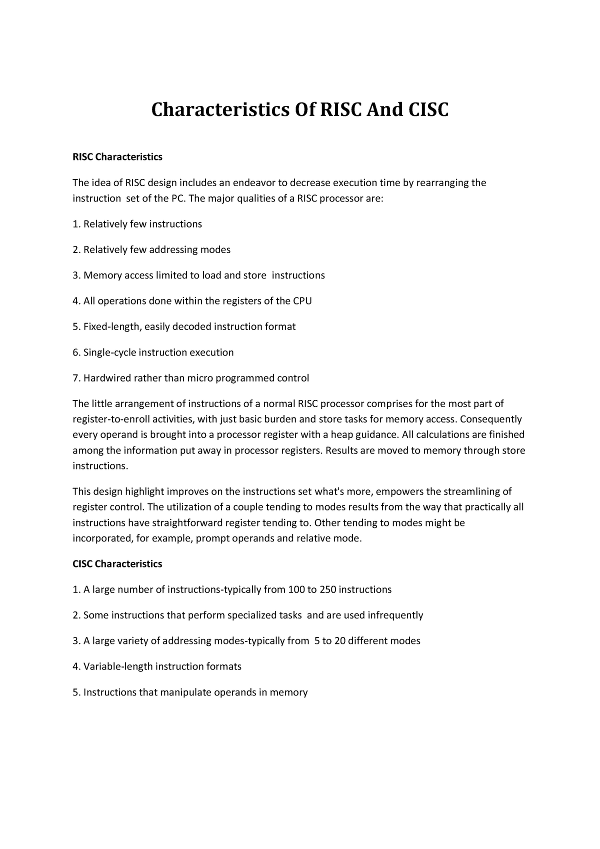 Computer Organization Characteristics Of RISC And CISC ...