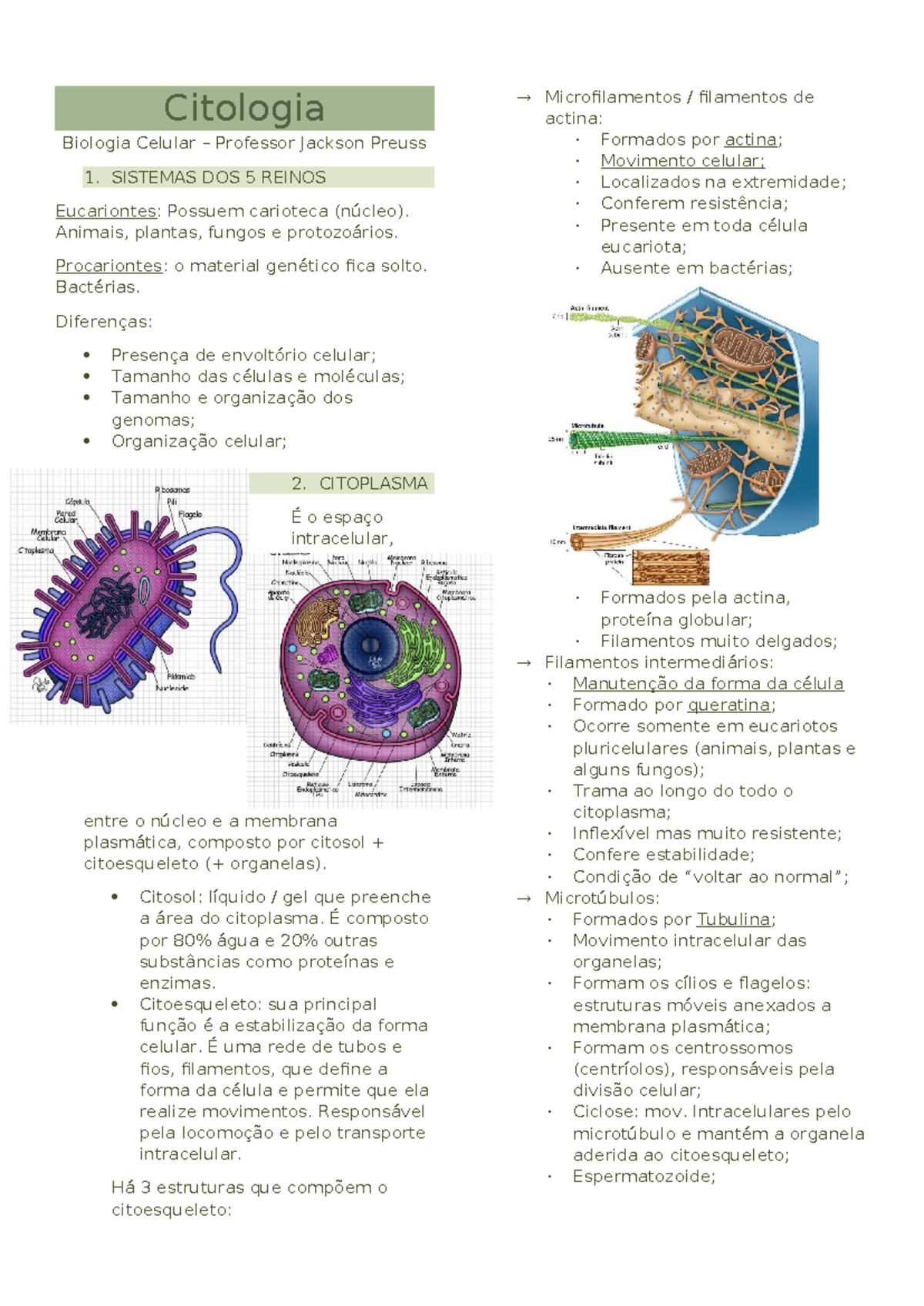 Citologia - Biologia Celular - Citologia Biologia Celular – Professor ...