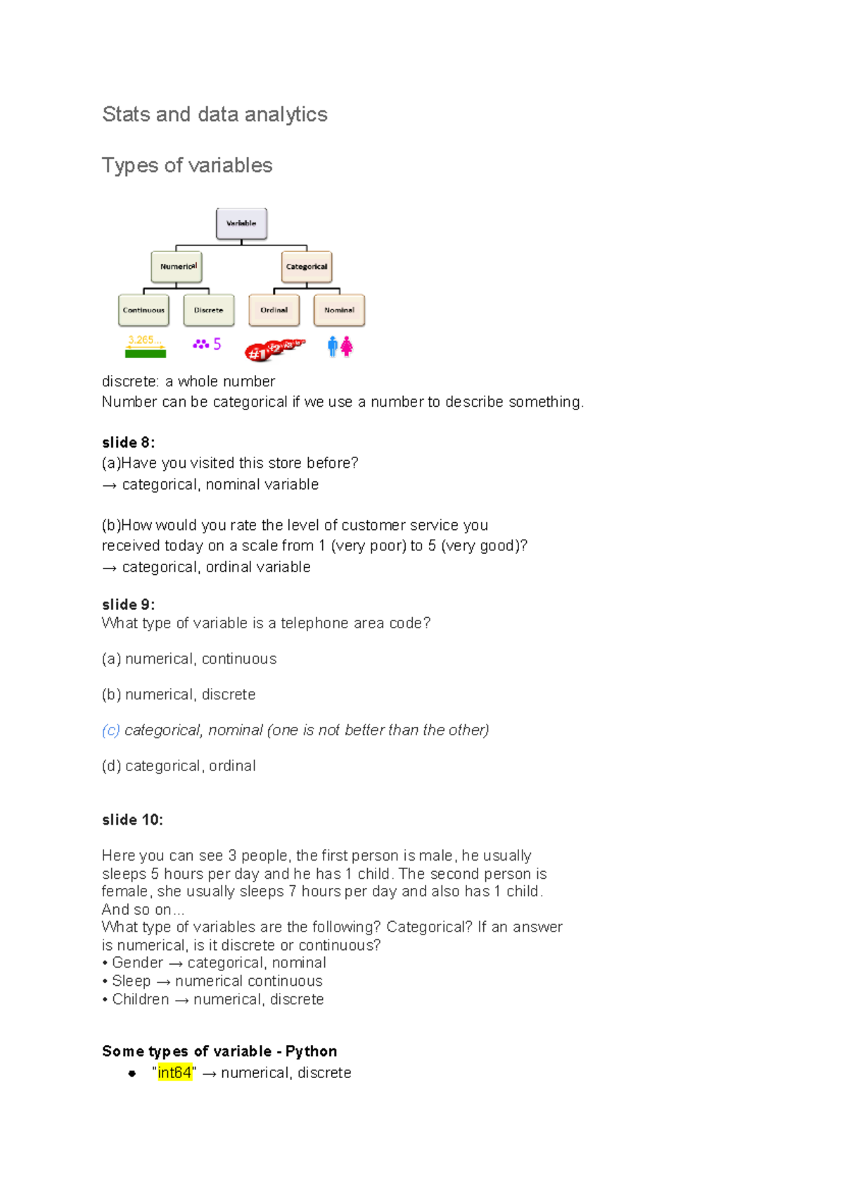 Stats and data analytics - Stats and data analytics Types of variables ...
