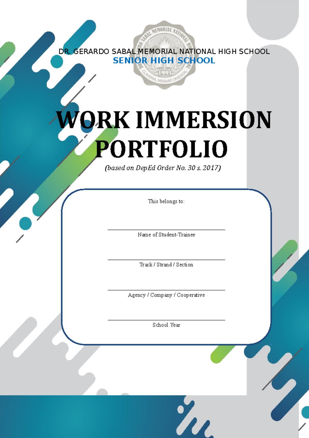 SHS Work Immersion Portfolio Final DG Sabal Memorial NHS SHS - WORK ...