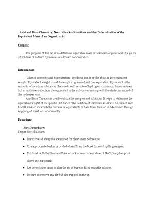 Orgo 2 lab 1 - LAB REPORT ORGANIC CHEMISTRY 1 - CLASS: Bio-organic lab ...