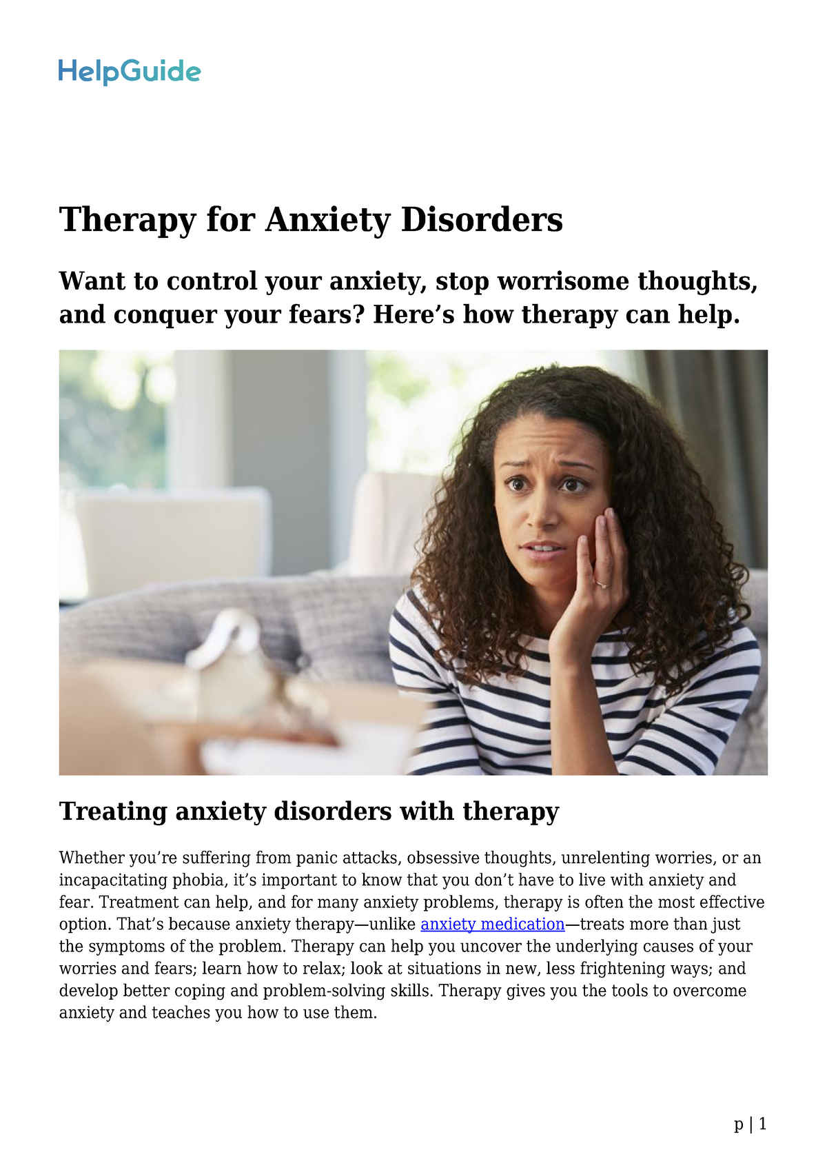 Therapy For Anxiety Disorders - Treating Anxiety Disorders With Therapy ...