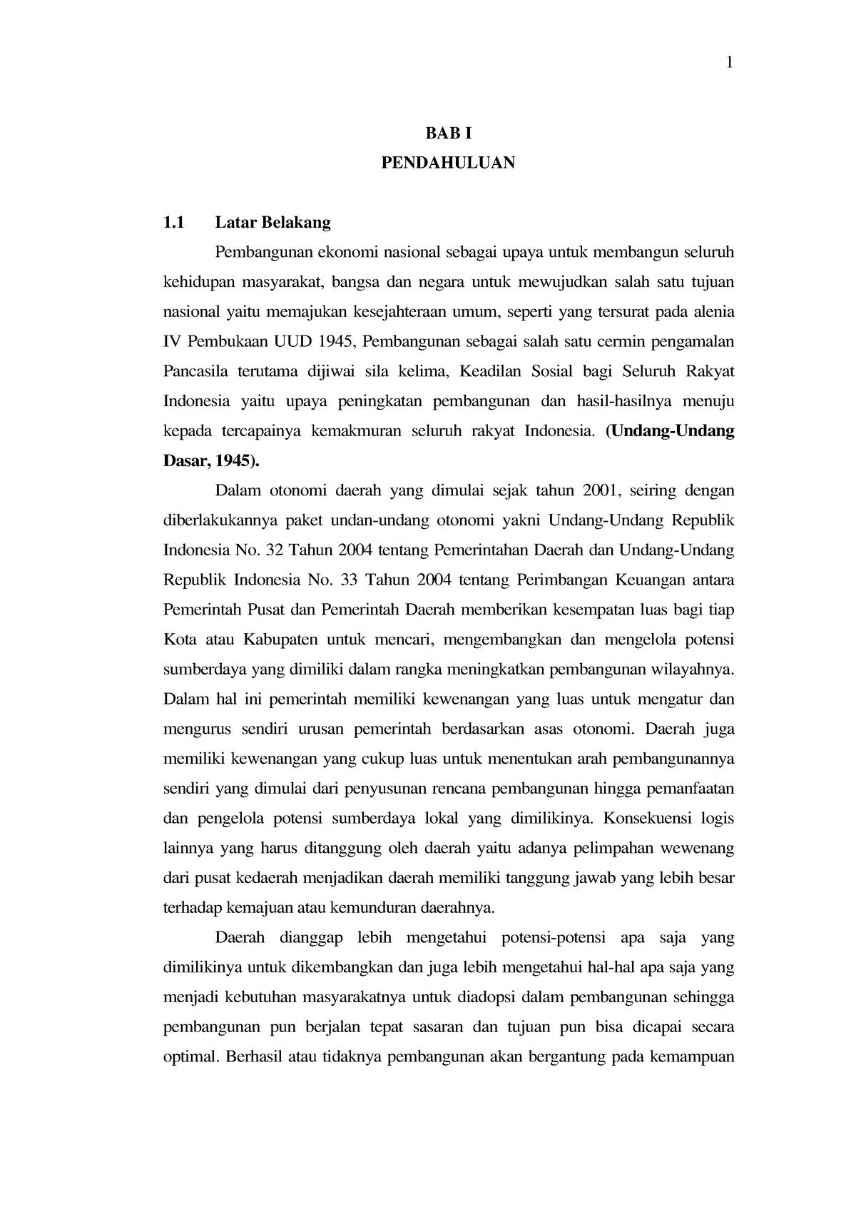 01 Bab I Pendahuluan Bab I Pendahuluan 1 Latar Belakang Pembangunan