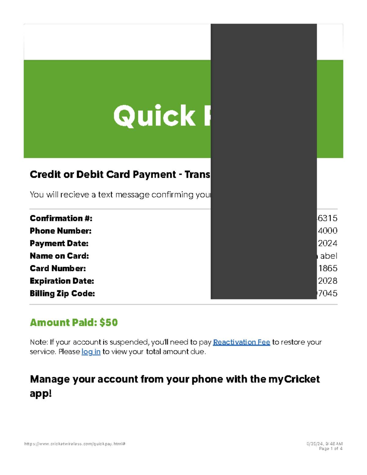 Quick Pay cricket - Quick Pay 1244546315 (503) 826- Jun 25, 2024 selena ...