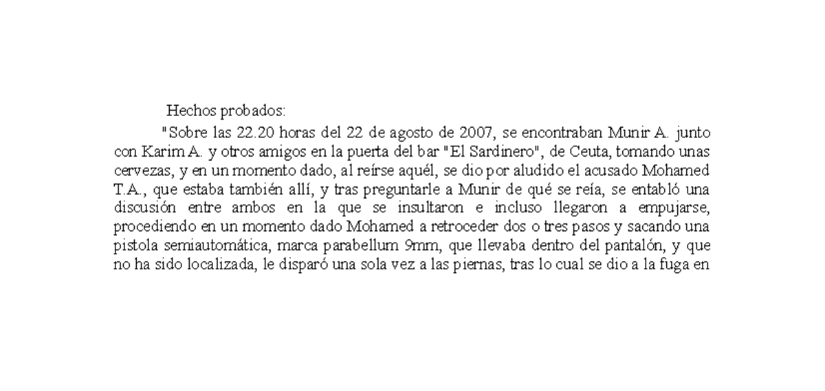 Caso Diego penal Caso práctico Hechos probados 