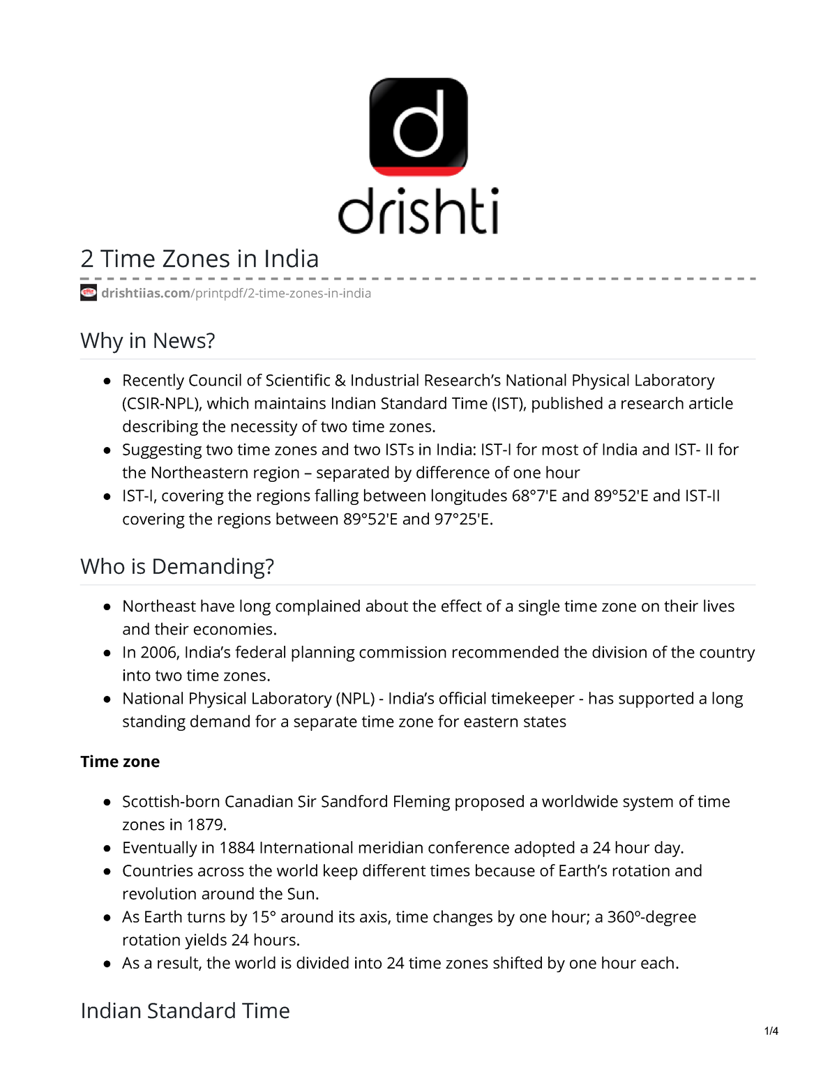 2 Time Zones In india 2 Time Zones In India Drishtiias printpdf 2 