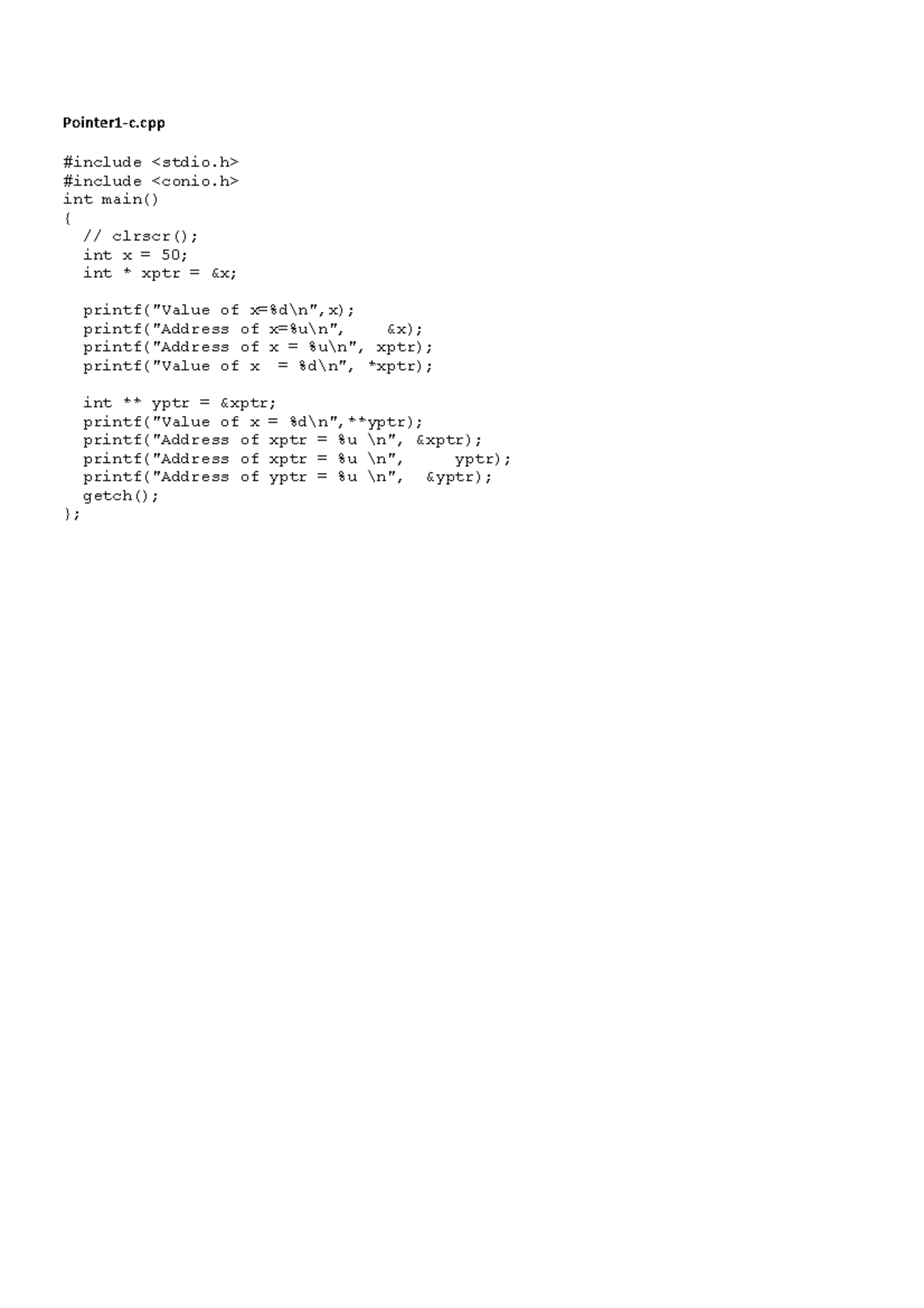 06 PointersAll Programs' Listing include include int main