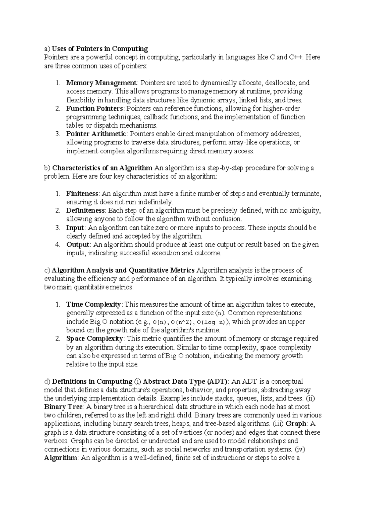 DSA REV 1.2 (Auto Recovered) - a) Uses of Pointers in Computing ...
