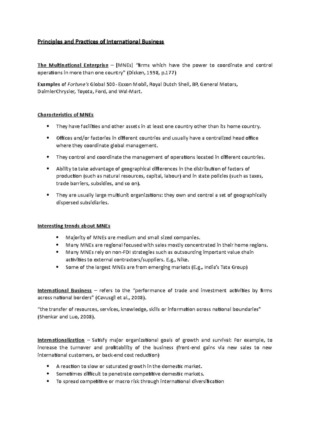 International Business Notes 1 - SEM 2 - Principles and Practices of ...